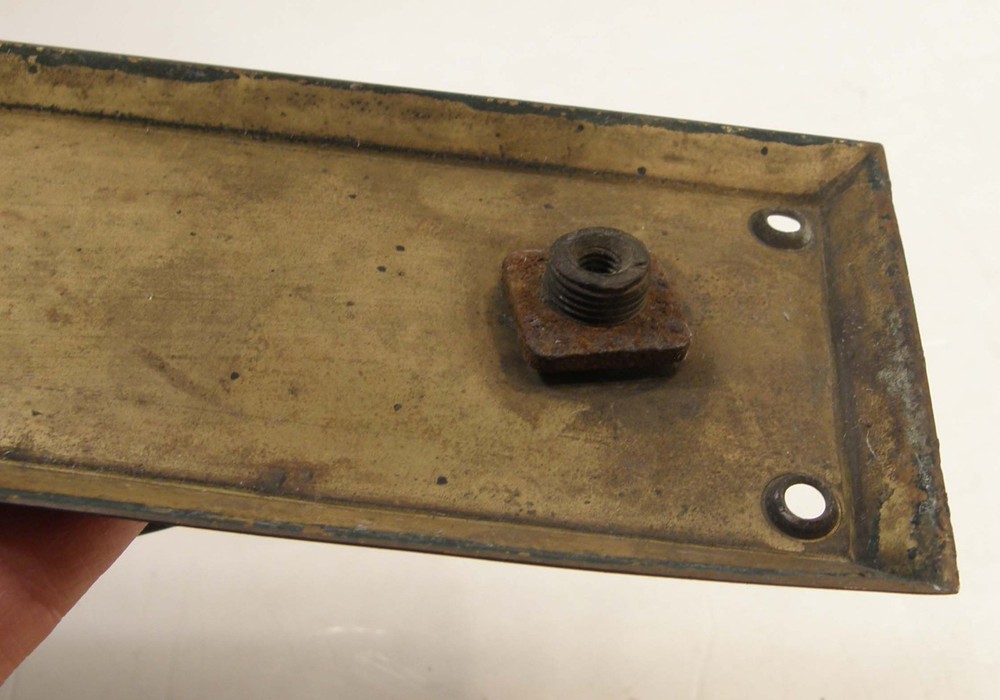 ANTIQUE VINTAGE SOLID BRASS THUMB LATCH ENTRY DOOR PULL HANDLE 3X14 BACK PLATE