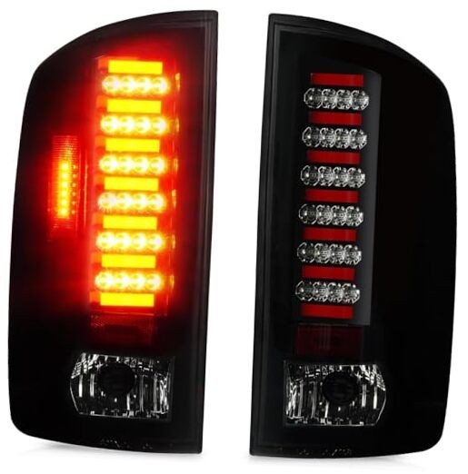 LED Tail Light Assembly Compatible with Dodge Ram Black Smoked 2002-2006 RAM