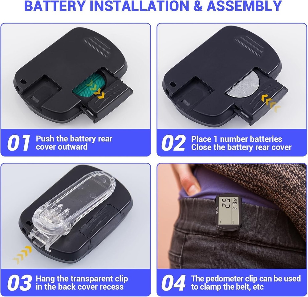 3D Step Counter with Clock, Accurate Walking Pedometer