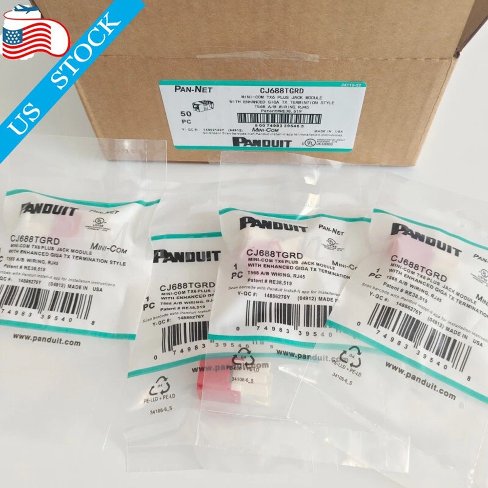 Fit Panduit CAT6 Gigabit Red Network Jack Module CJ688TGRD * Quantity (50)