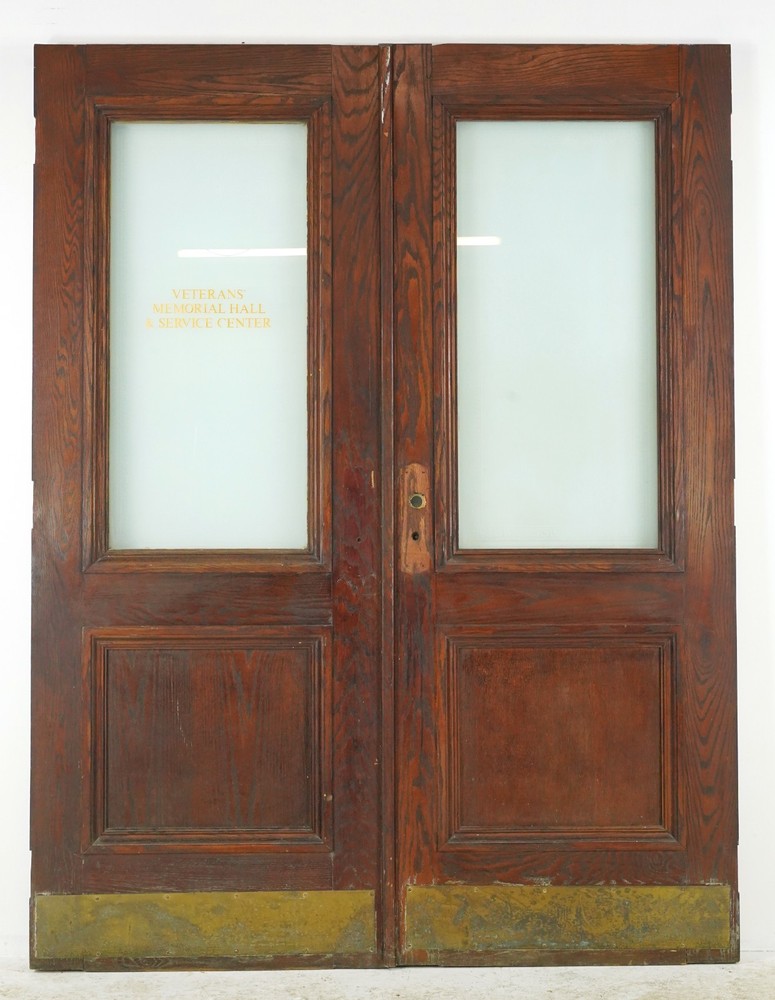 Half Lite One Panel Oak Double Doors 88.875 x 69.25 in.