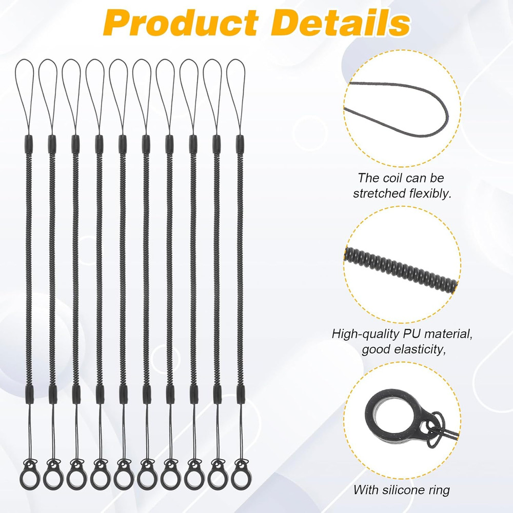 10-Pack Elastic Pen Leash Lanyard with Silicone Ring for Drawing Tablets