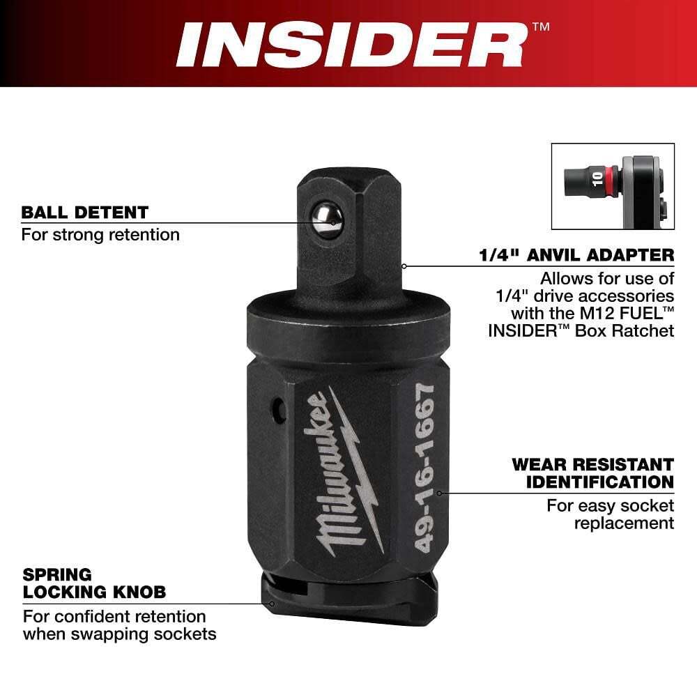 Milwaukee Insider Box Ratchet 1/4'' Anvil Adapter