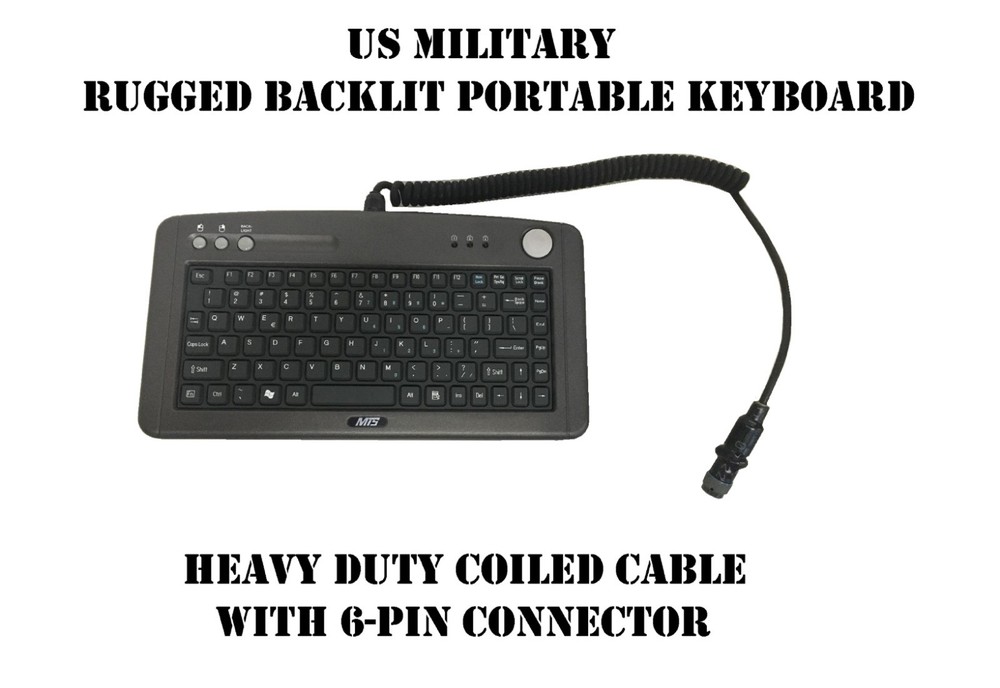 MTS US MILITARY POLICE RUGGED KEYBOARD BACKLIT F100190 6-PIN AMPHENOL CABLE EUC