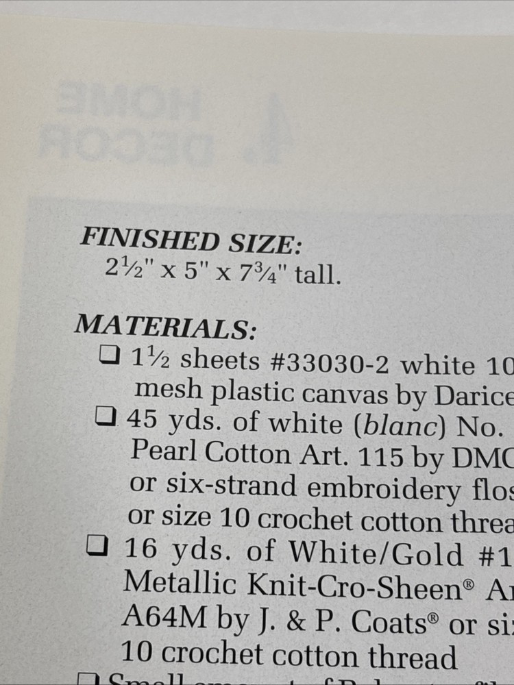 Angel Starr Annie's Attic Plastic Canvas Pattern Page