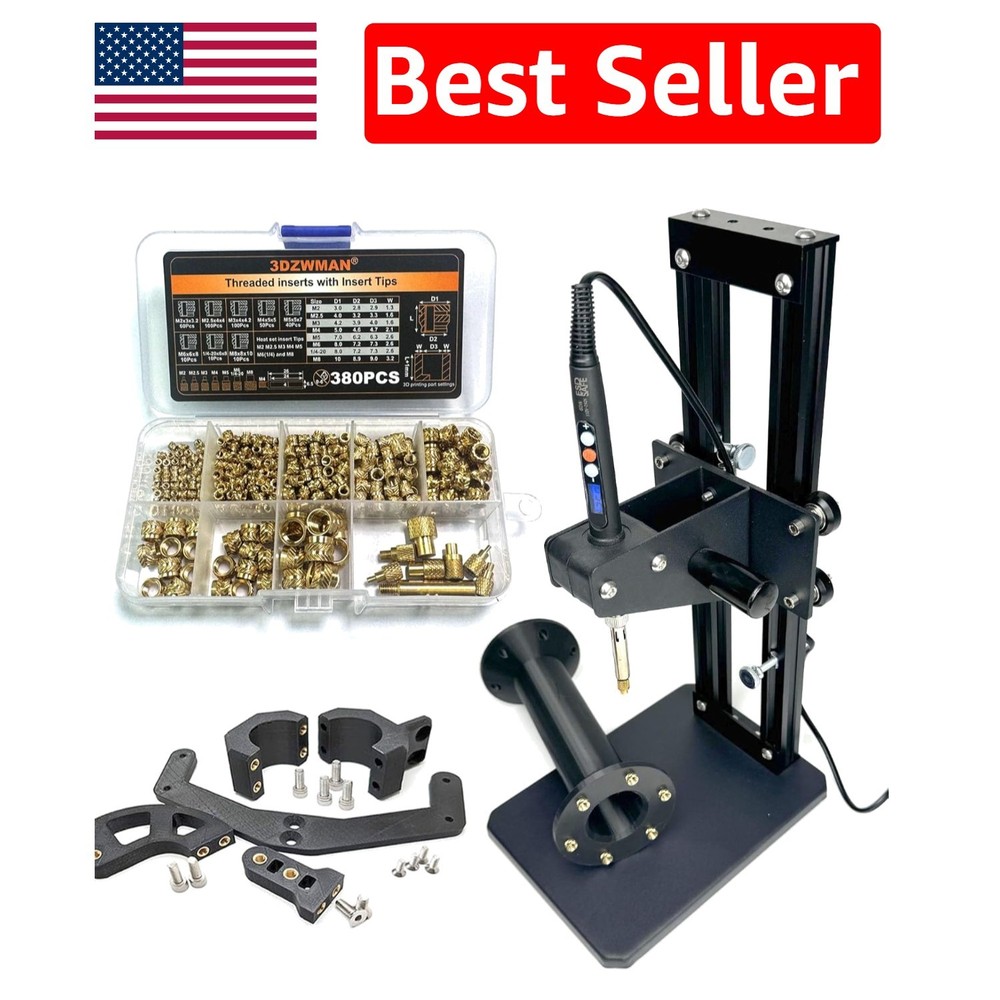 Compact Vertical Heat Press Tool - 500°C, 380PCS Inserts & Interchangeable Tips