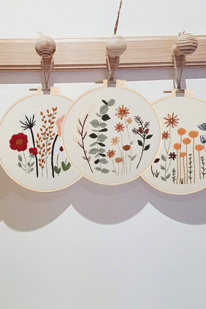 Uphome 3 Pack Embroidery Starter Kit for Beginners 7.9 inches, Multicolor