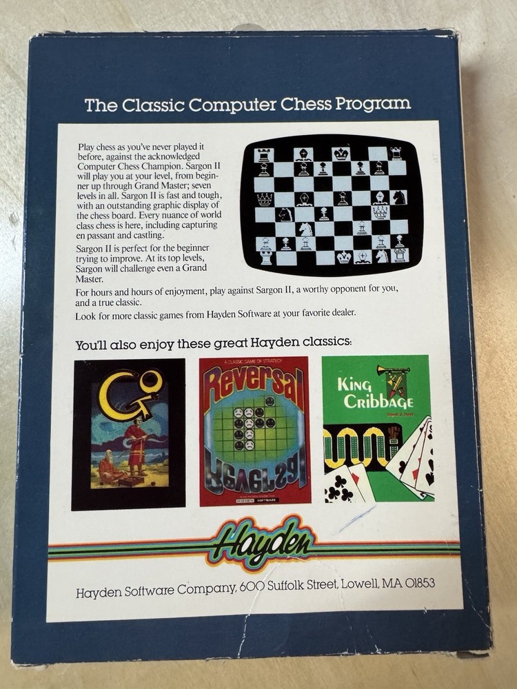 Hayden Software Sargon II Chess for Atari with Manual & Floppy Disk