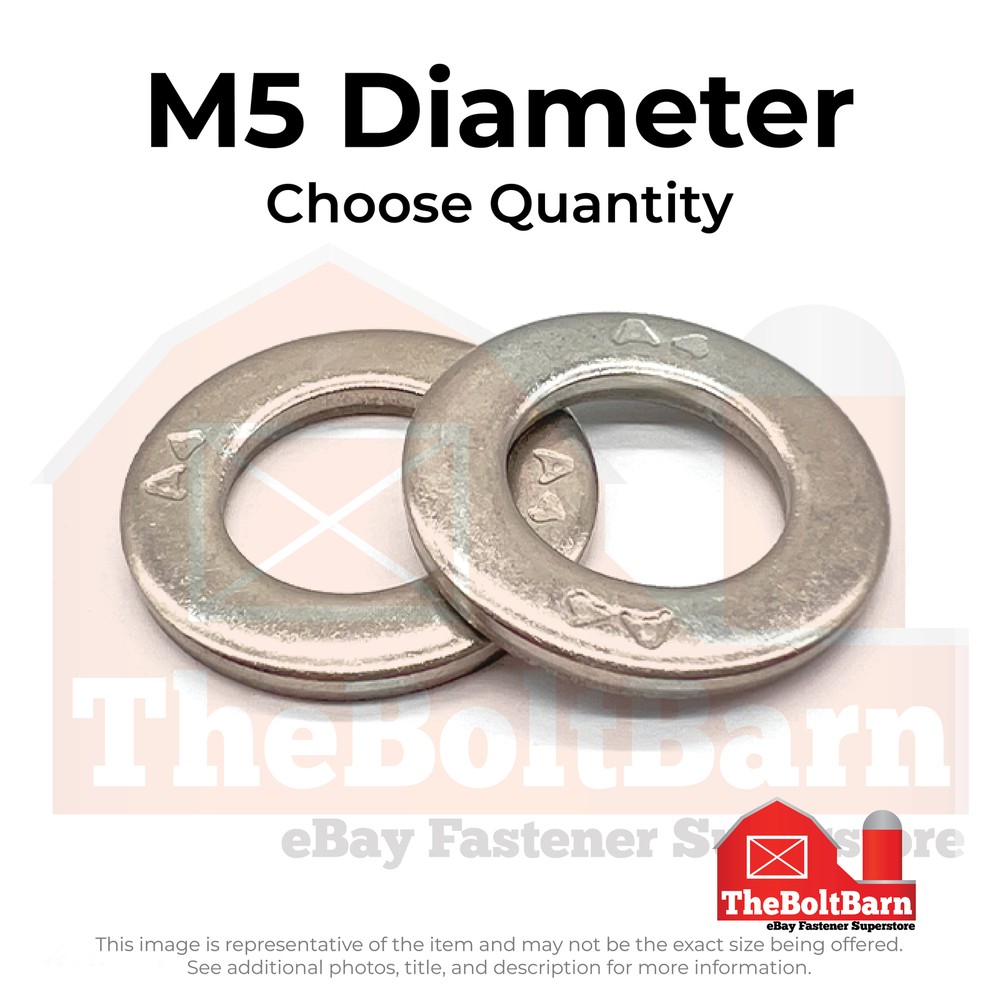 M5 A4-70 Stainless Steel Flat Washers (Pick Quantity)