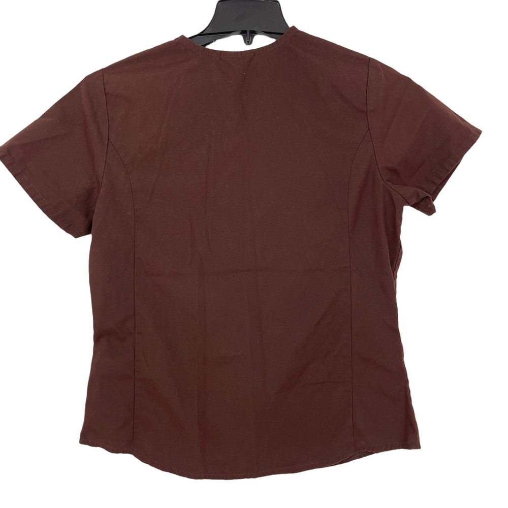 Scrub Star Scrub Top Womans Size S With Pockets Solid Brown