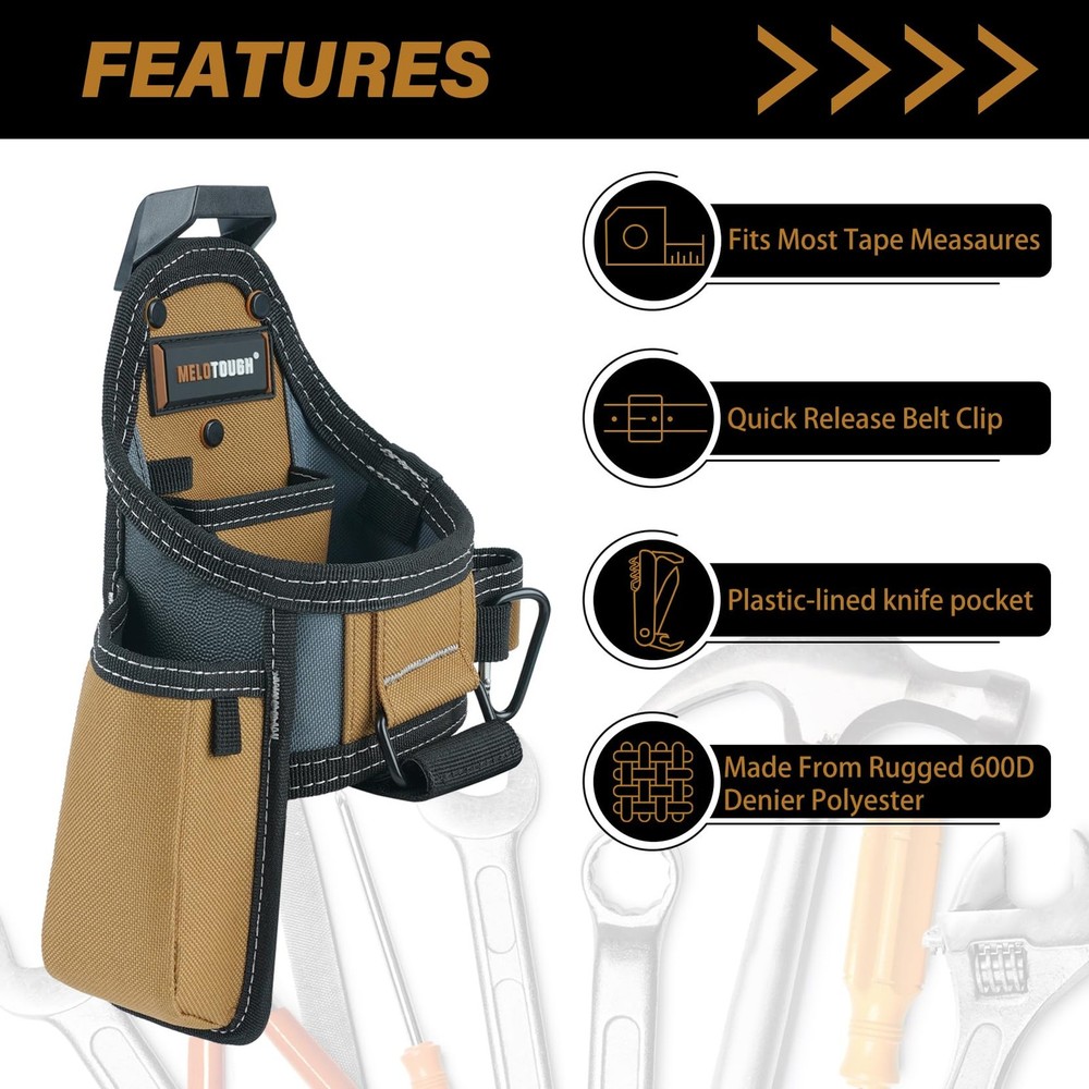 7Pocket Technician Pouch Small Tool Belt Clip Larger Pockets Loop Holder