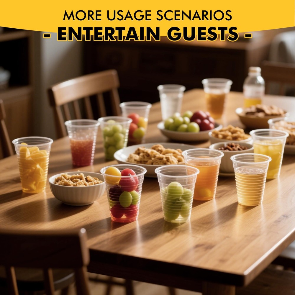 500 Pack 9 oz Plastic Cups, Clear Disposable Plastic Cups Bulk, Cold Drinking...