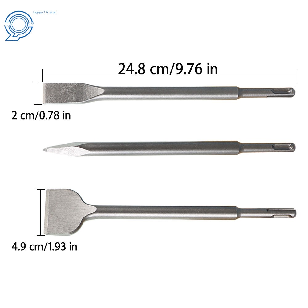 Includes Point Chisel + 20mm & 40mm Flat Chisel 6-Piece SDS Plus Chisel Set