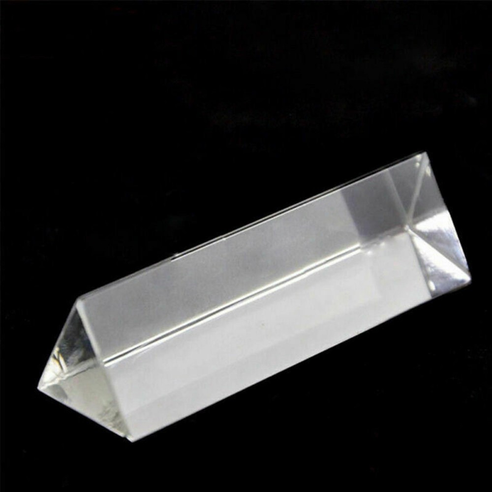 New 9cm Optical Glass Triple Triangular Prism Physics Teaching Light Spectrum E
