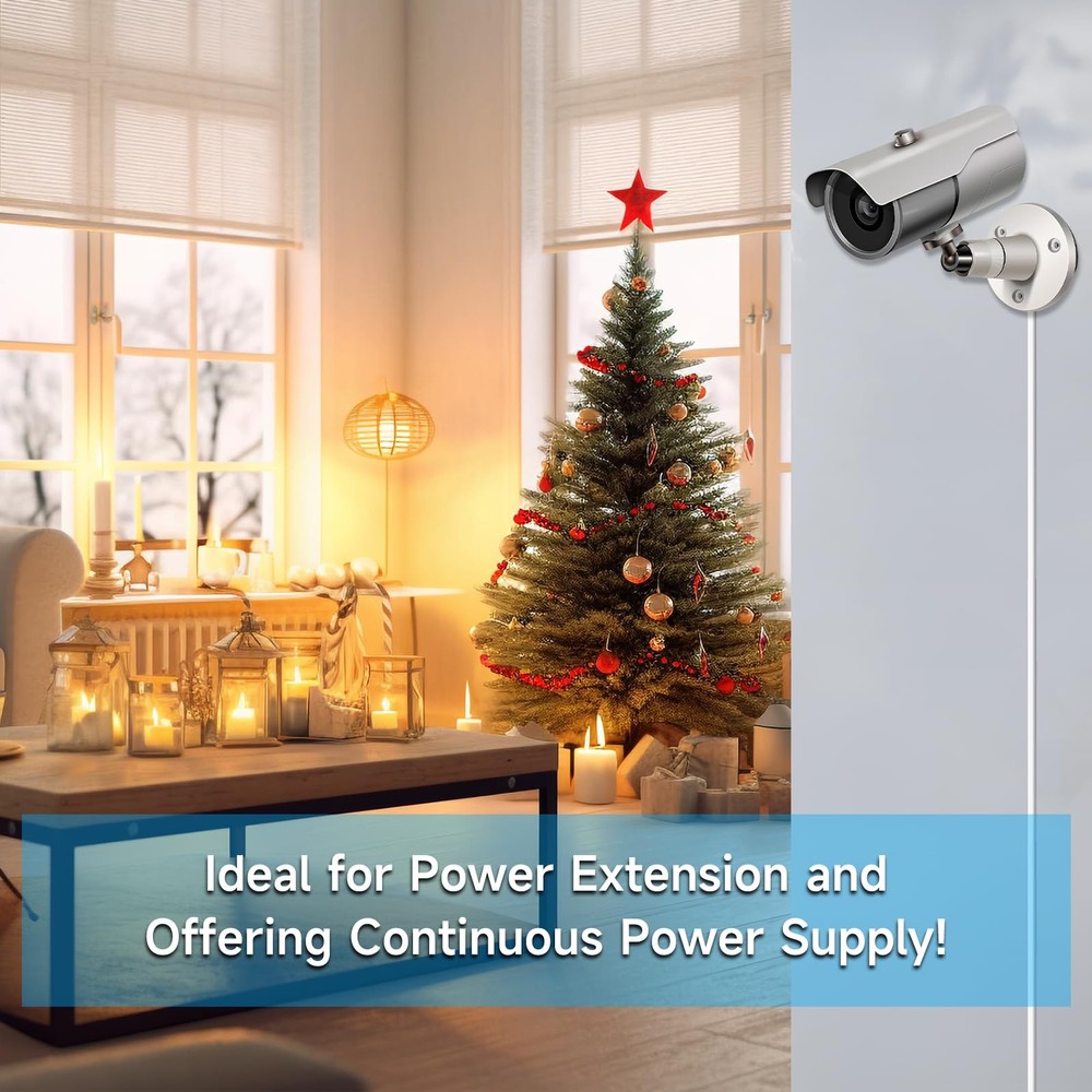 2 Pack 20ft 6M DC Power Extension Cable, 2PCS DC 12V Power Adapter Extension ...