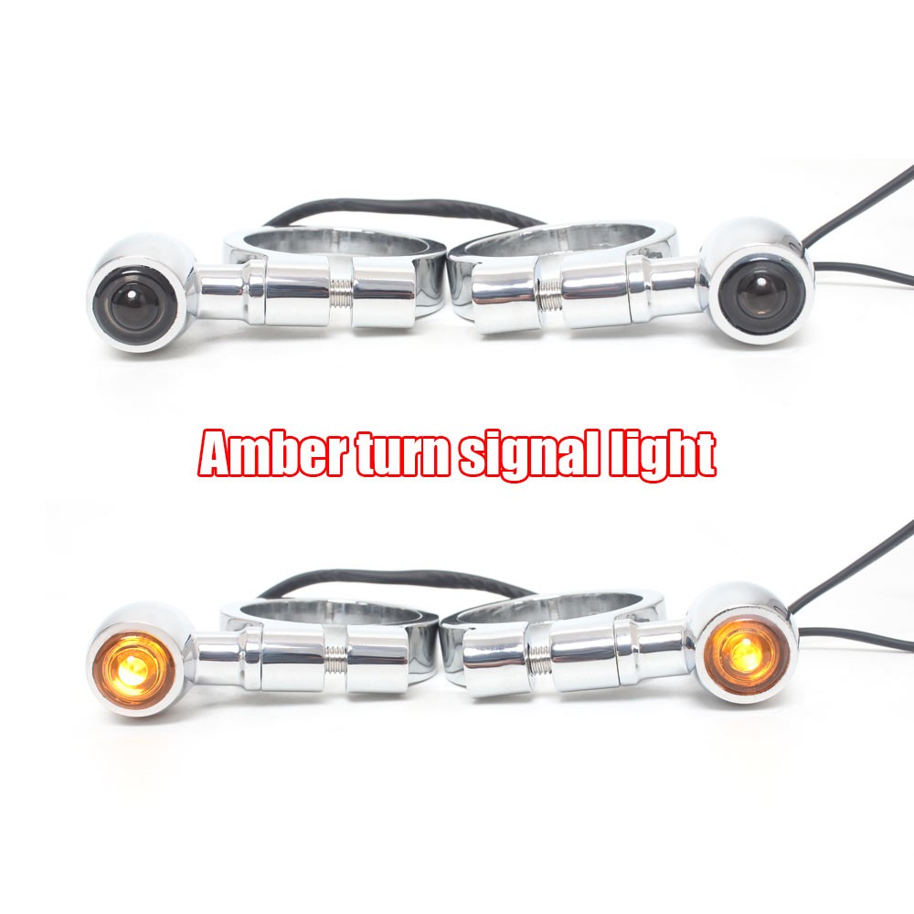 2PCS Motorcycle Turn Signal Light 41mm Front Mount Fork Indicator Bullet Amber