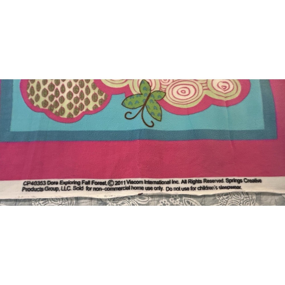 Dora The Explorer Dora & Boots Sewing Fabric Pink Panel 61"x 46" Blanket