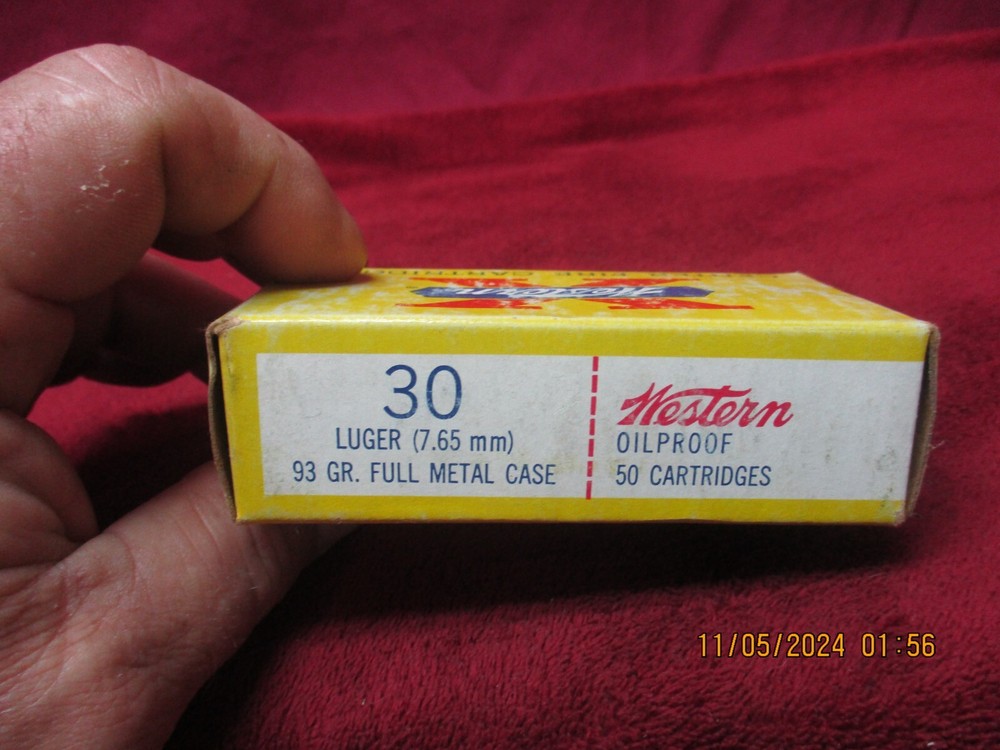 Vintage Western-X, 30 Luger(7.65mm) , Ammo Box, (EMPTY)