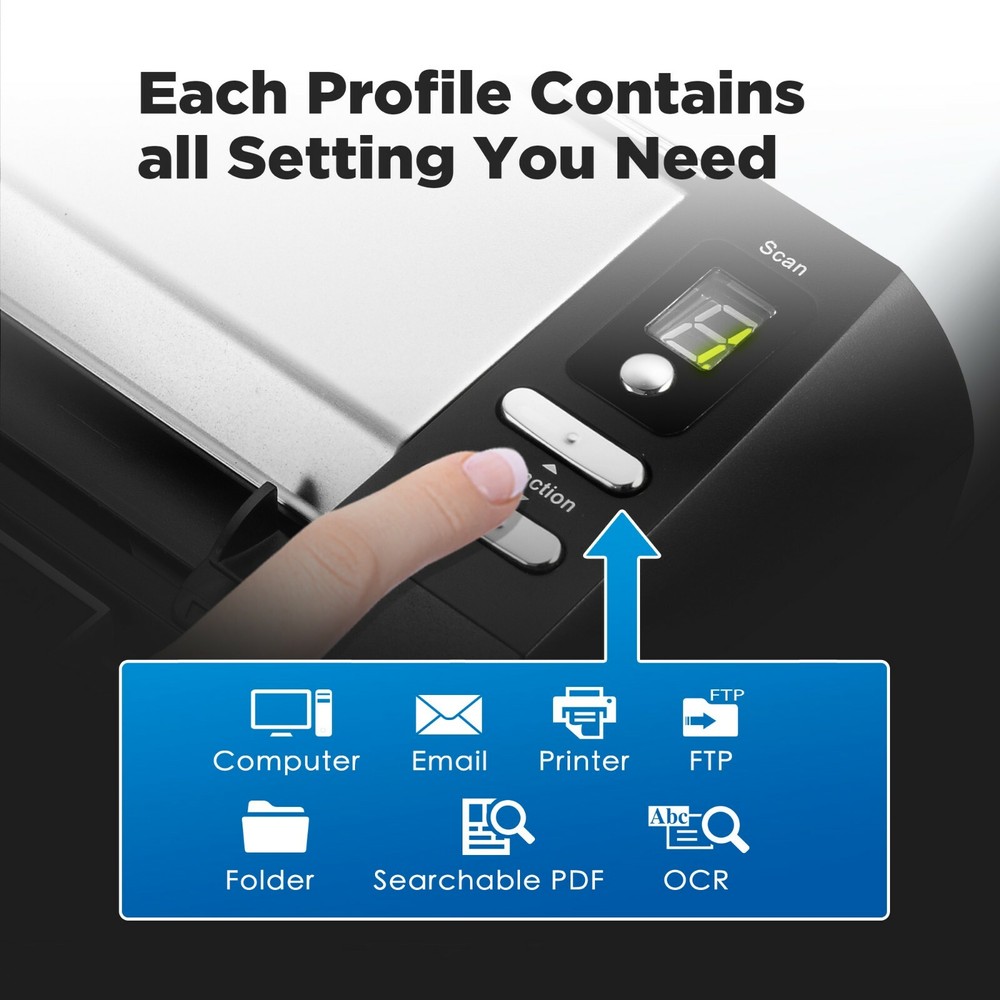 Plustek D430 Compact Desktop Scanner, Fast Scan Speeds for Document and ID Card