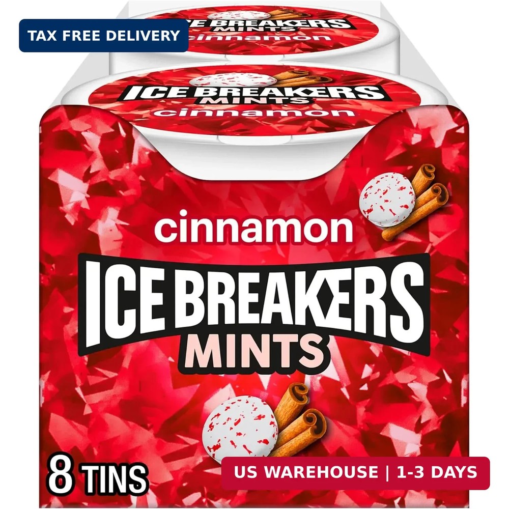Ice Breakers Cinnamon Sugar Free Mints Tins, 1.5 oz (8 Count)