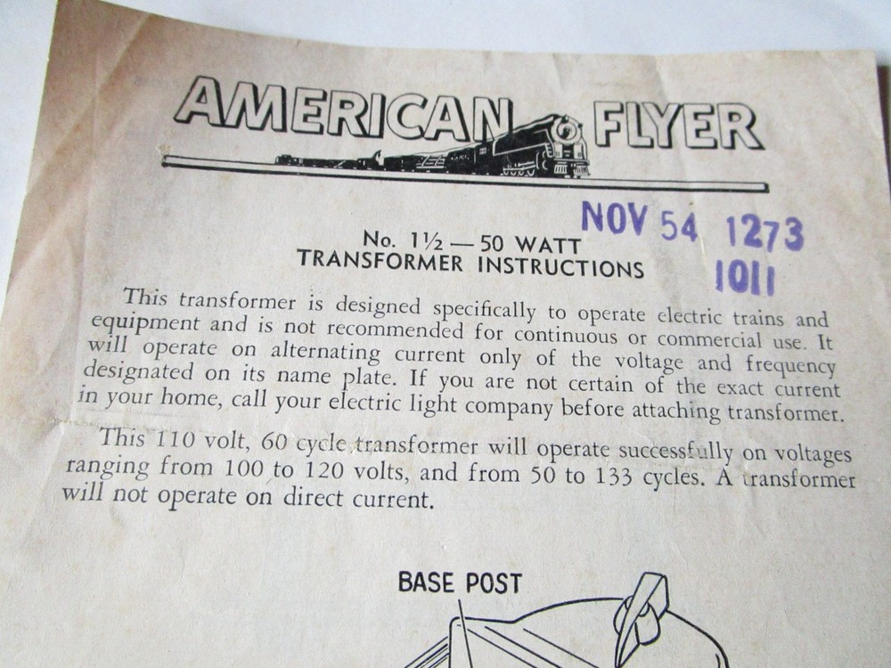 2 AMERICAN FLYER TRANSFORMER INSTRUCTIONS SHEETS M3158 and M2567