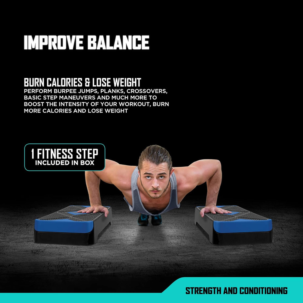 Aerobic Step Platform with Non-Slip Textured Surface -2-Level Adjustable Stepper