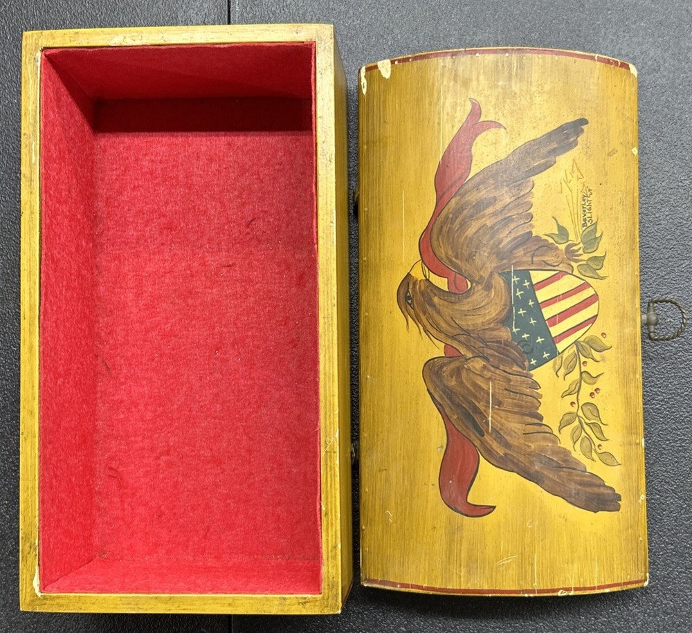 Vintage Trunk Eagle And Shield Design Disconnected Latches