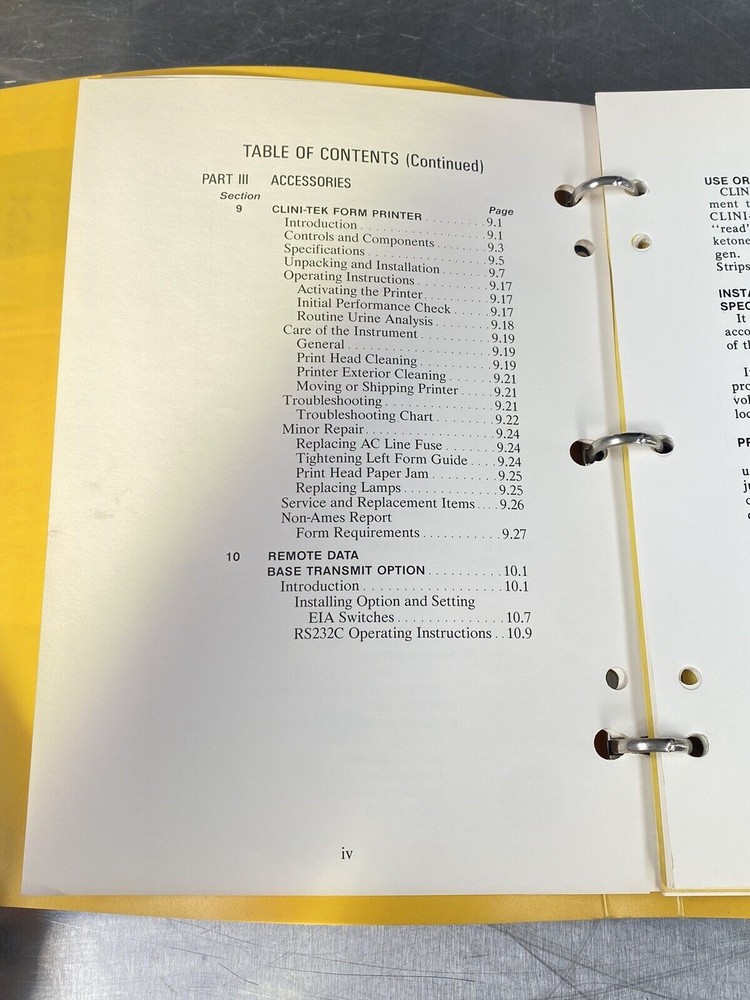 Clinitek Clini-tek Semiautomated Urinalysis System - Users Guide / Book Manual