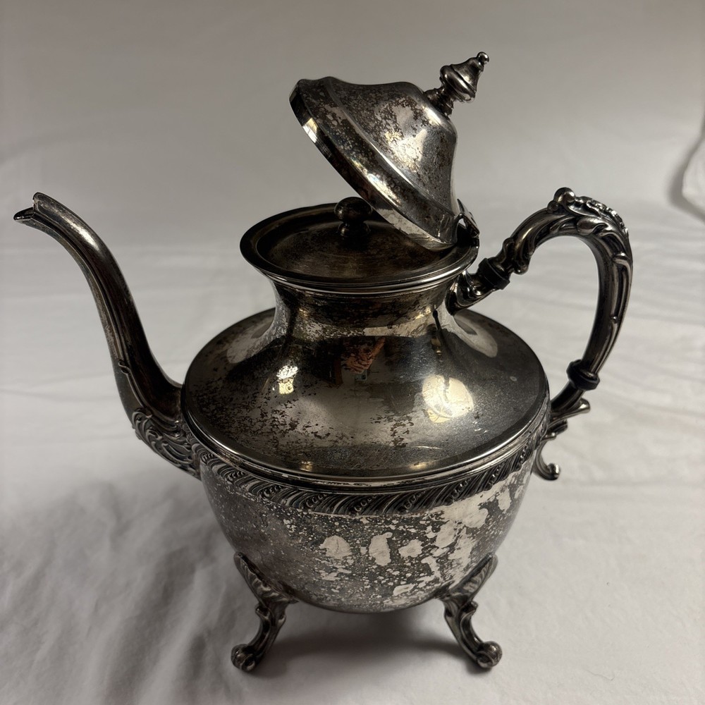 Antique 1920s Silver on Copper Tea and Coffee Five Piece Set