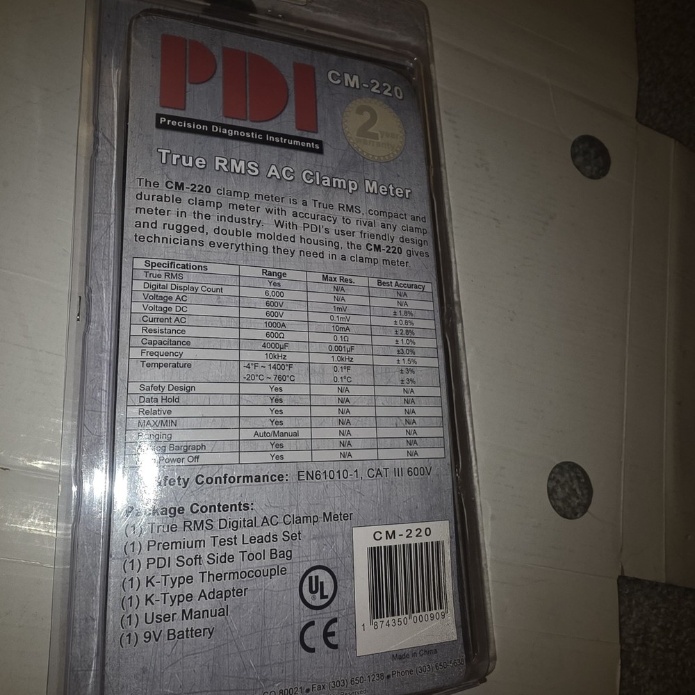 True Rms Digital AC Clamp meter PDI CM-220