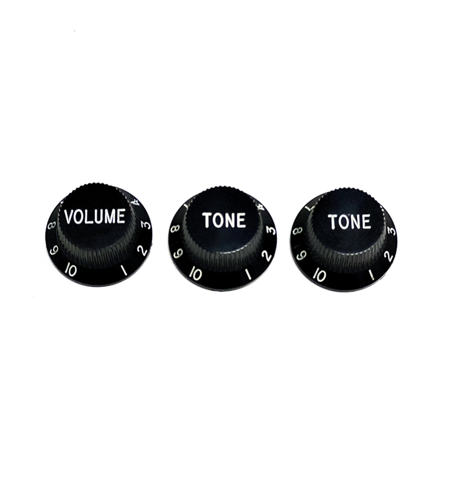 Fender Stratocaster Knobs Black Knobs Set 1 Volume 2 Tone ORIGINAL Bulk Package