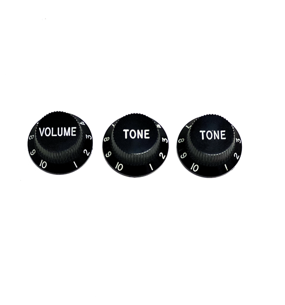 Fender Stratocaster Knobs - Black Knobs Set 1 Volume 2 Tone - ORIGINAL