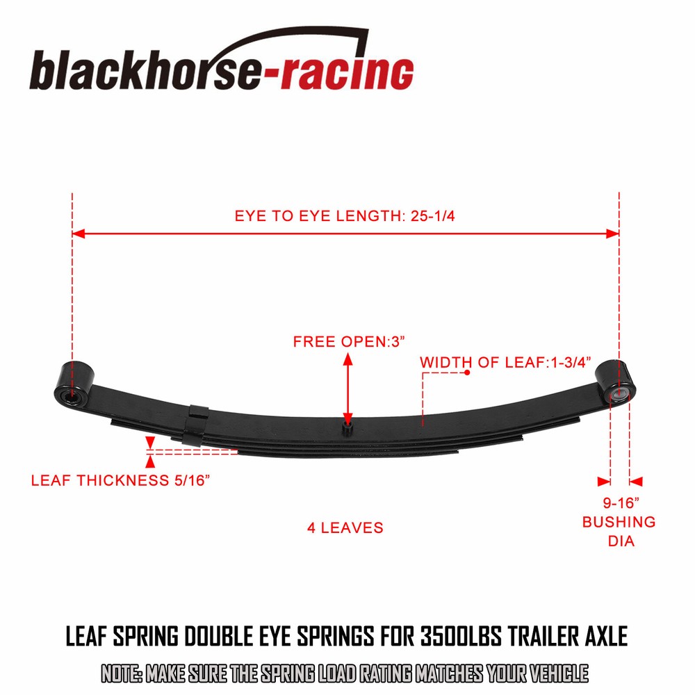 Tandem Trailer Axle Suspension Kit 3500lb 4 Leaf Springs U-bolt & Hanger Kit