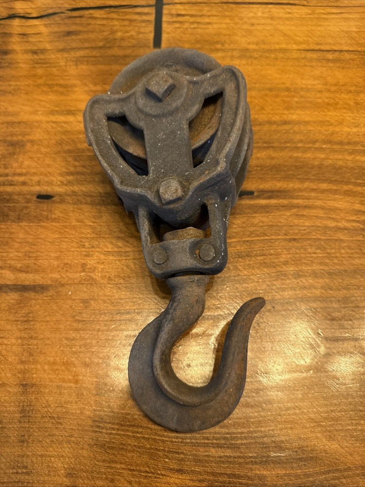 Vintage Rustic Cast Iron Block & Tackle Pulley
