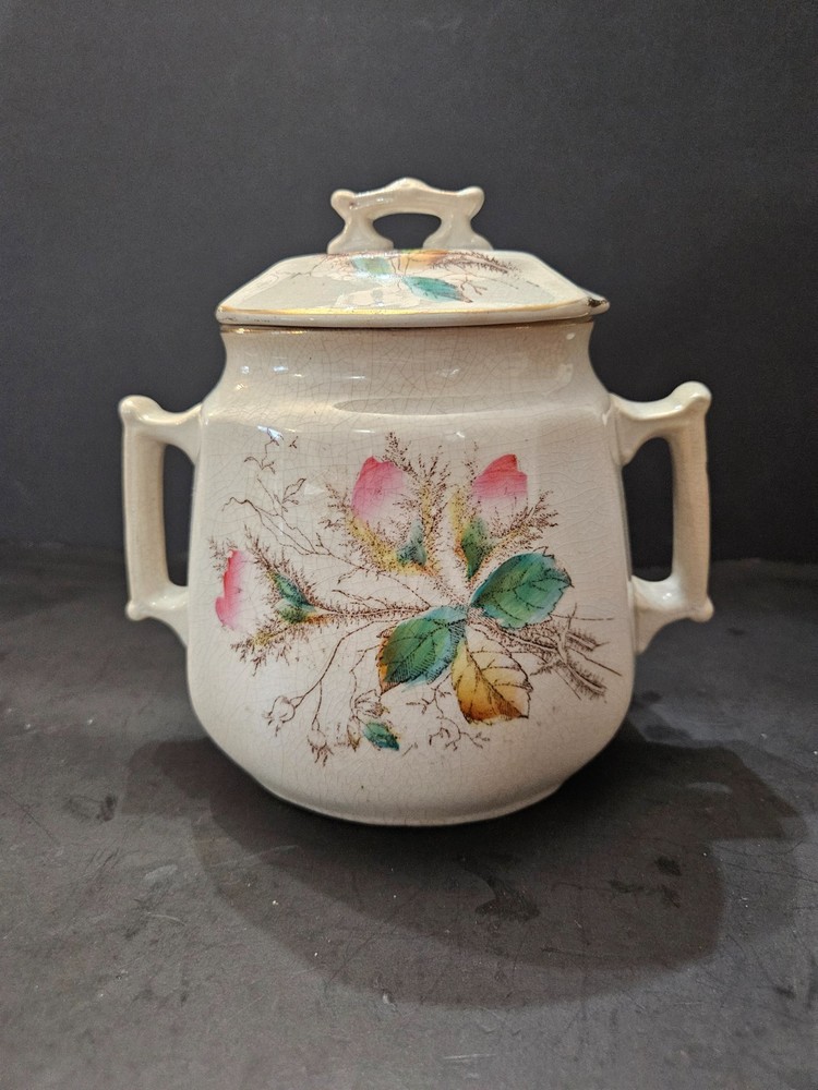 Ironstone crazed bisquit jar