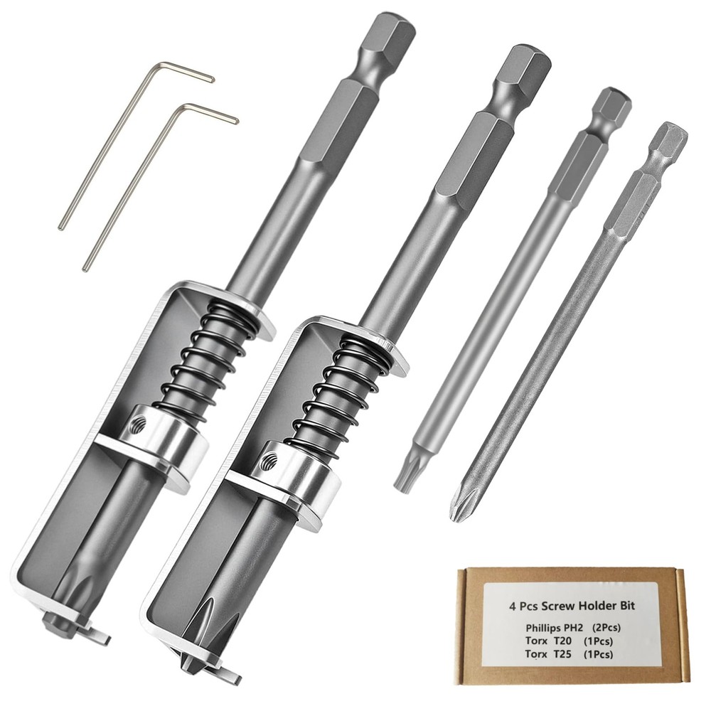 Spring Loaded Screw Holder Bit, 4 PCS Anti-drop Screwdriver Bit Holder for Me...