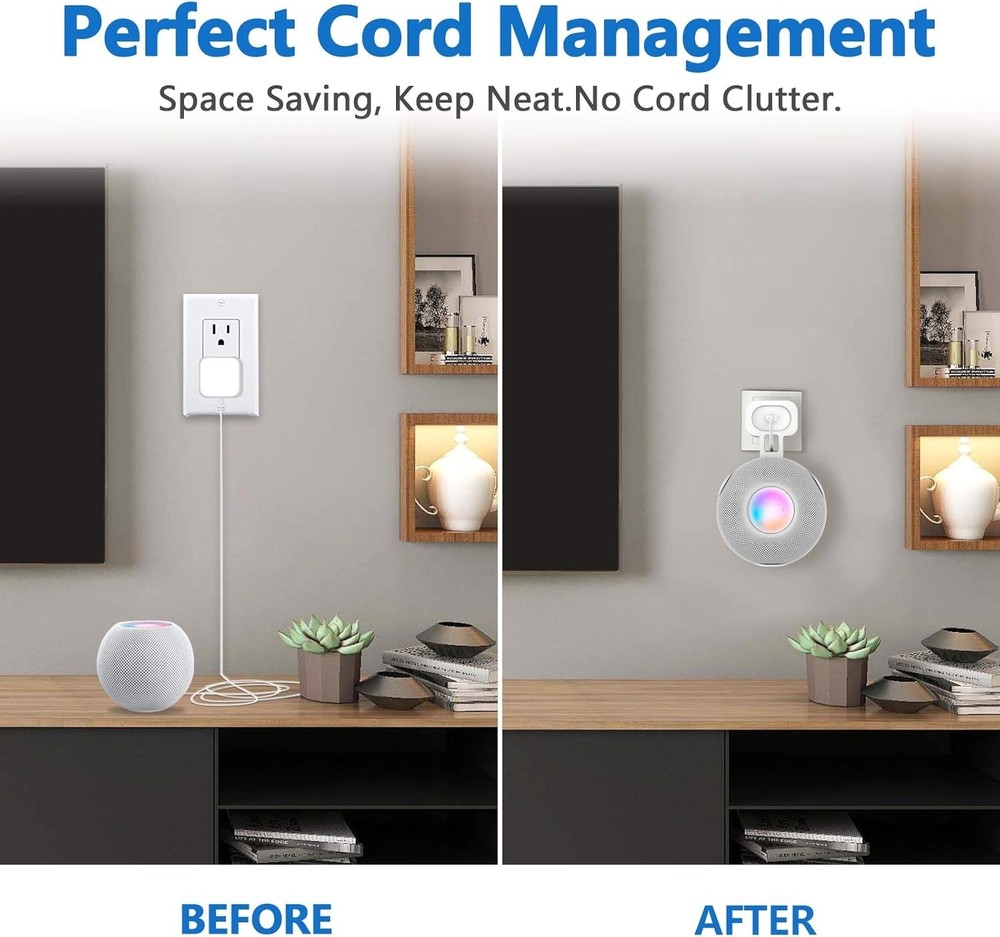 Wall Mount Holder Plug Mount with Cord Management for Homepod Mini