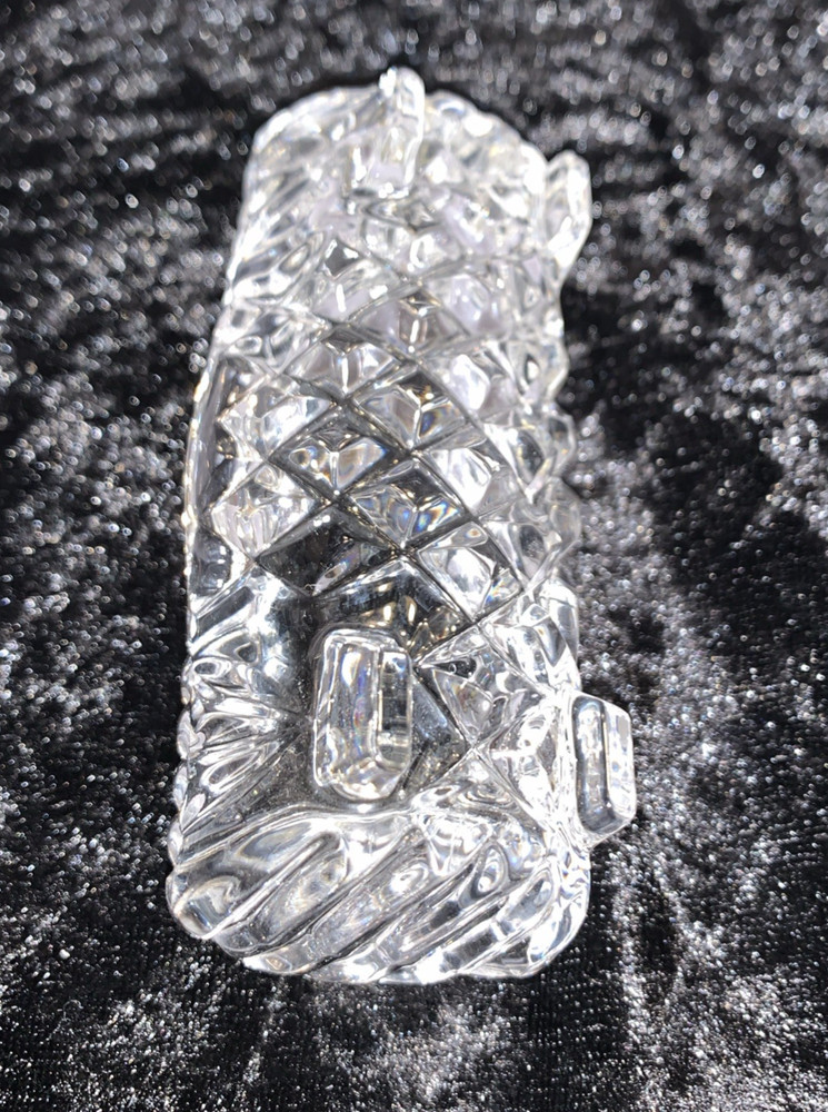 Vintage Diamond Pattern Pressed Glass Open Rectangular Toothpick Holder Dish