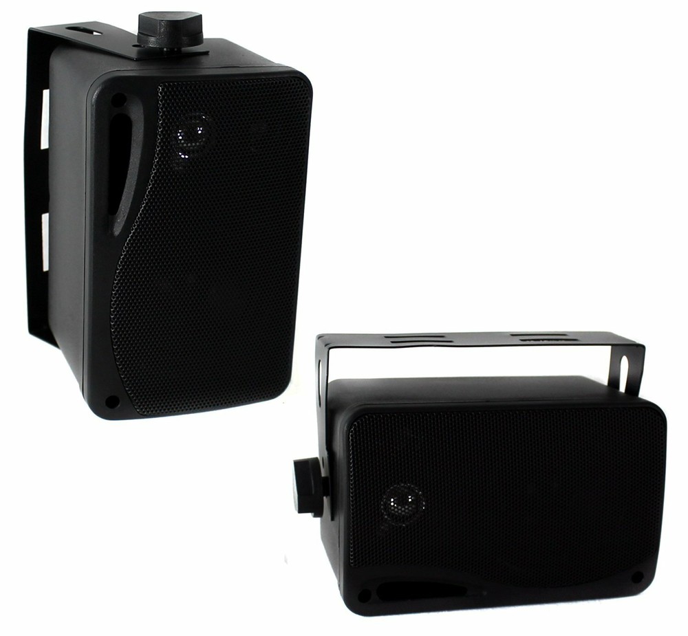 Pyle PDA4BU Bluetooth Stereo Receiver, 2x 3.5'' Black Speakers, Retro Mic, Wire