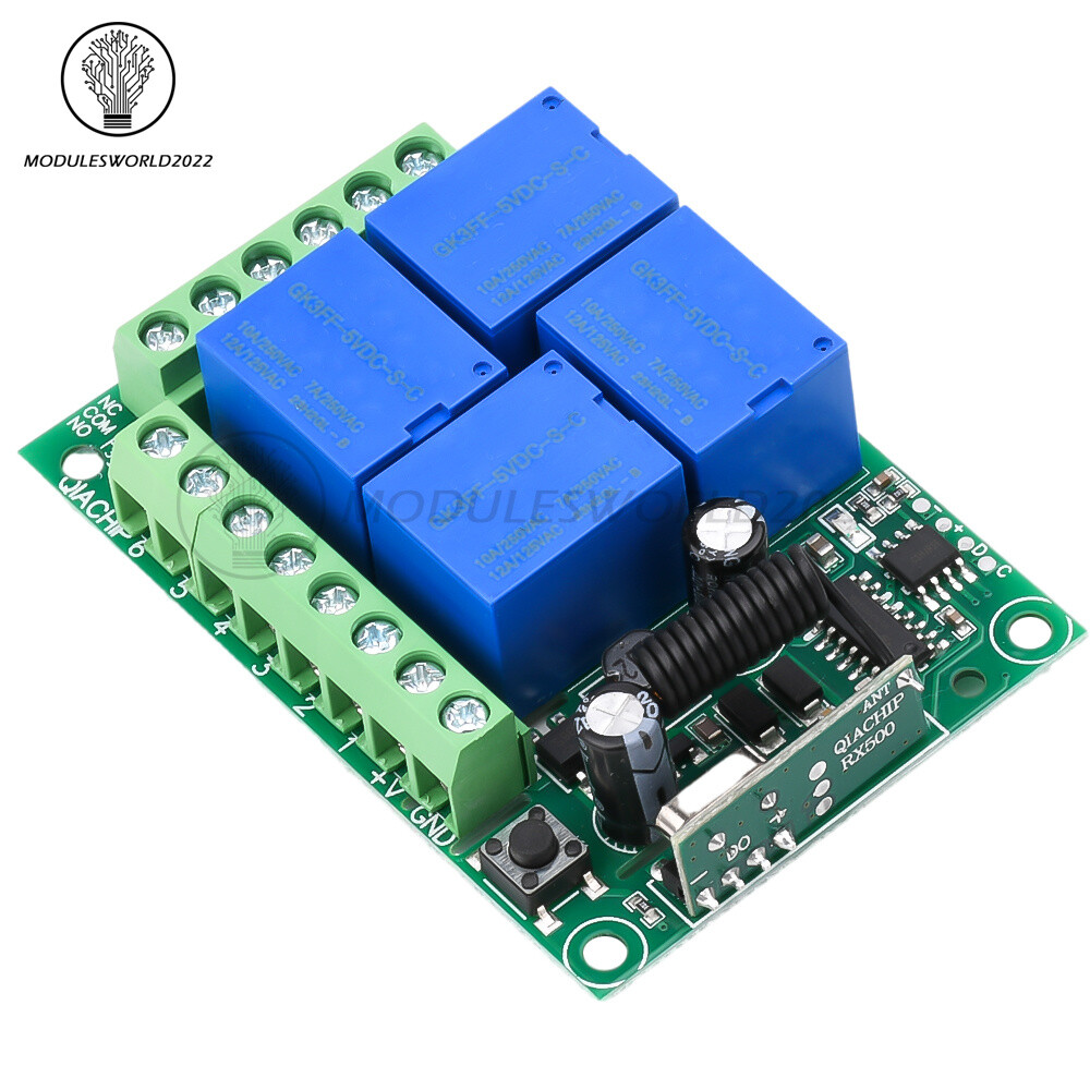 433Mhz Remote Control Receiver RF Wireless Switch 4CH Relay Module Transmitter