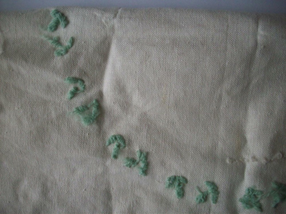 Candlewicking Carnation pillow salvage project started