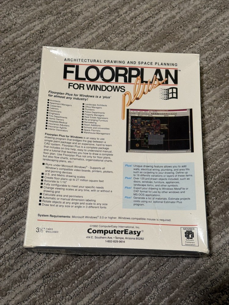 SEALED Architectural Drawing Floorplan Plus 1991 ComputerEasy IBM/PC 3.5 Disk