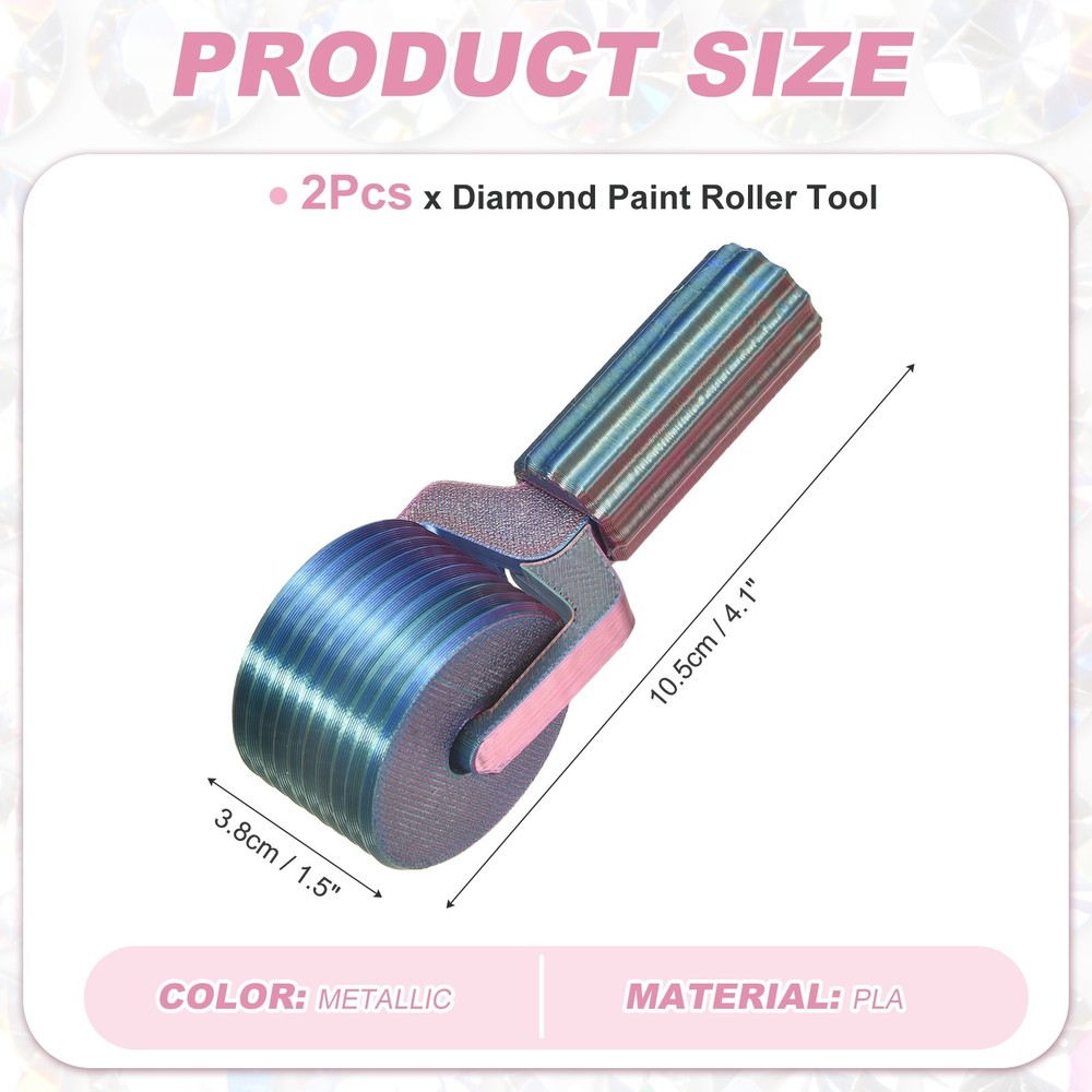 2Pcs Diamond Art Roller, Detachable Diamond Paint Tools(Metallic)