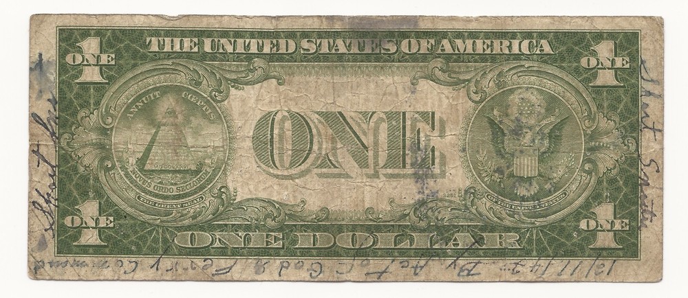 1935-A $1 Dollar Bill Silver Certificate Note WWII Short Snorter 388B