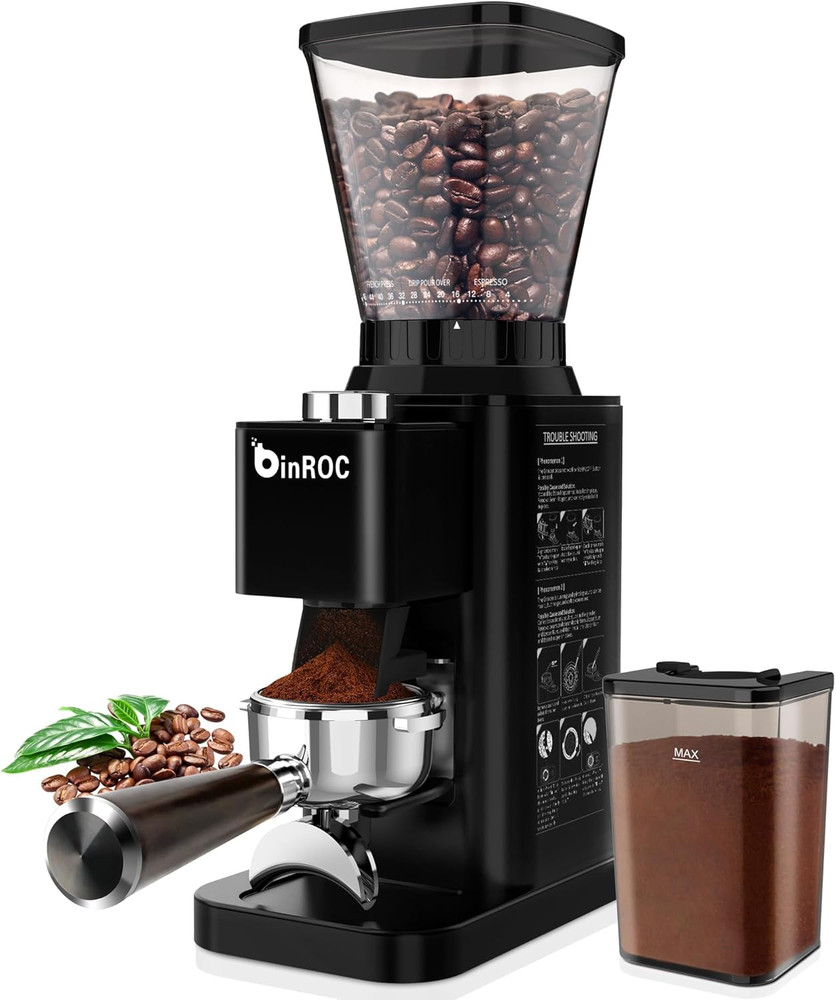 Electric Conical Burr Coffee Grinder with 48 Settings, Timer & Anti-Static