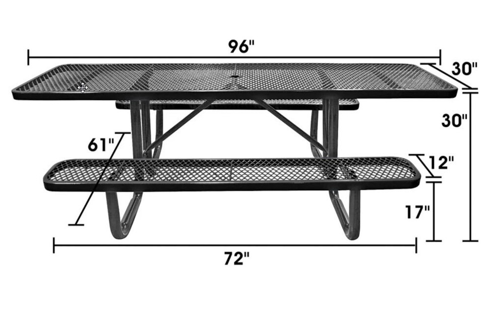 PICNIC TABLE Commercial - ADA Wheelchair Accessible - 8 Ft Rectangular