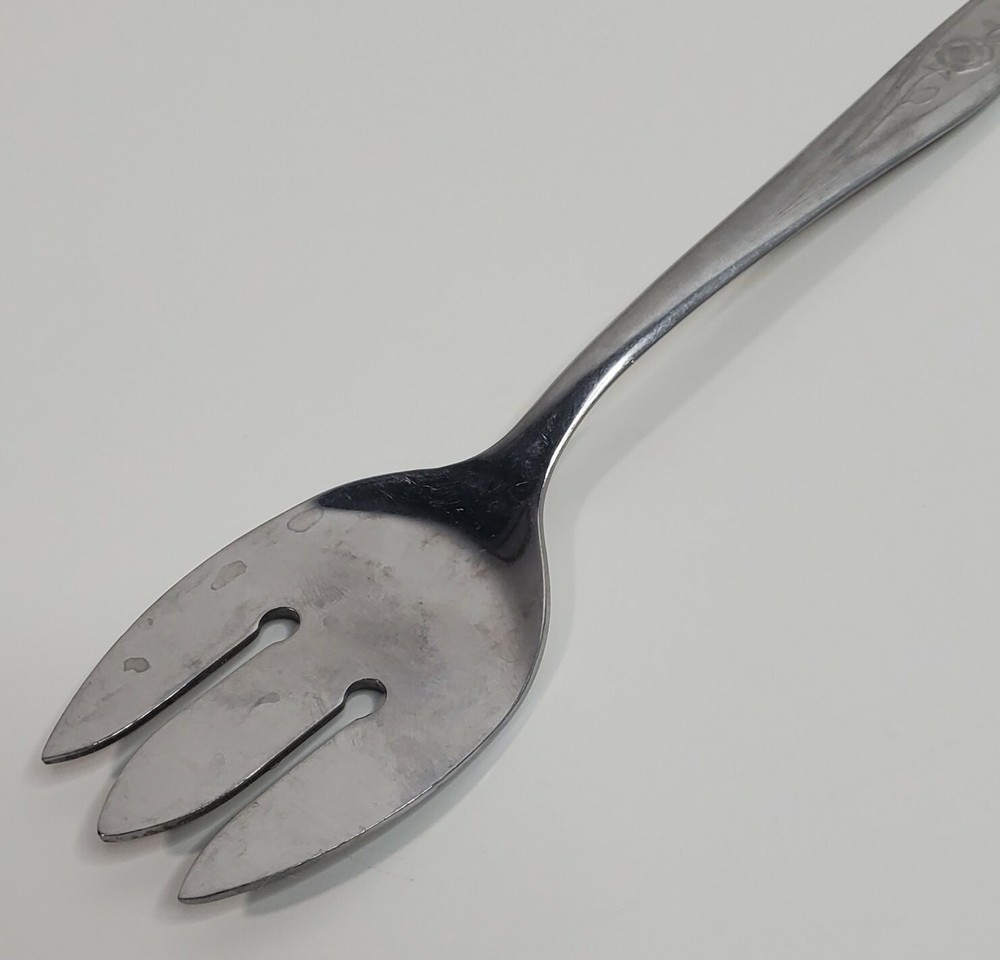 Utica Serving Fork Rose Handle Stainless USA 7.88” Total Length