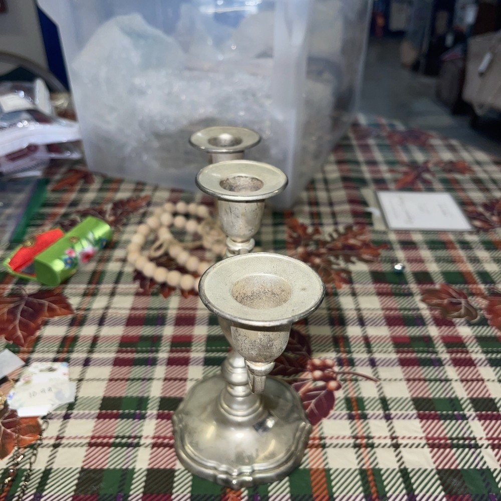 VINTAGE Silver Plated Candle Stick, No Makers Mark