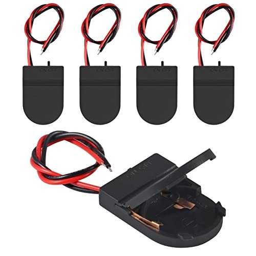 Alinan 5pcs Button Battery Holder Coin Cell Battery Holder with Switch Black