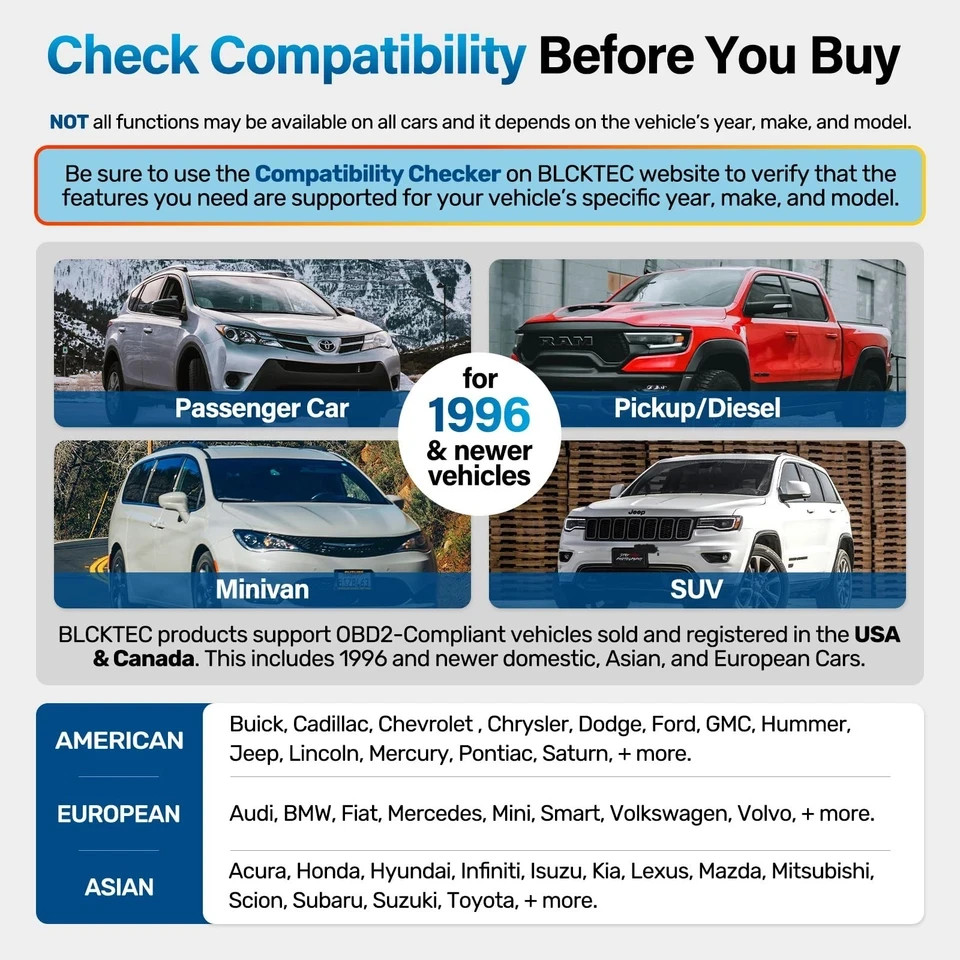 BLCKTEC 460T OBD2 Scanner Car Code Reader Engine ABS SRS Transmission Diagno...